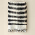 Pom Pom Turkish Bath and Beach Towels - Thick, Soft, Luxurious 100% Turkish Organic Cotton Bubble Weave Towels (Black, 35 x 67 Bath Size)