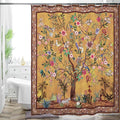 Bohemian Shower Curtain, Boho Floral Print Water Repellent Polyester Fabric for Bathroom Decor, 72×72 Inch Standard Size with 12 Hooks, Also as Room Divider
