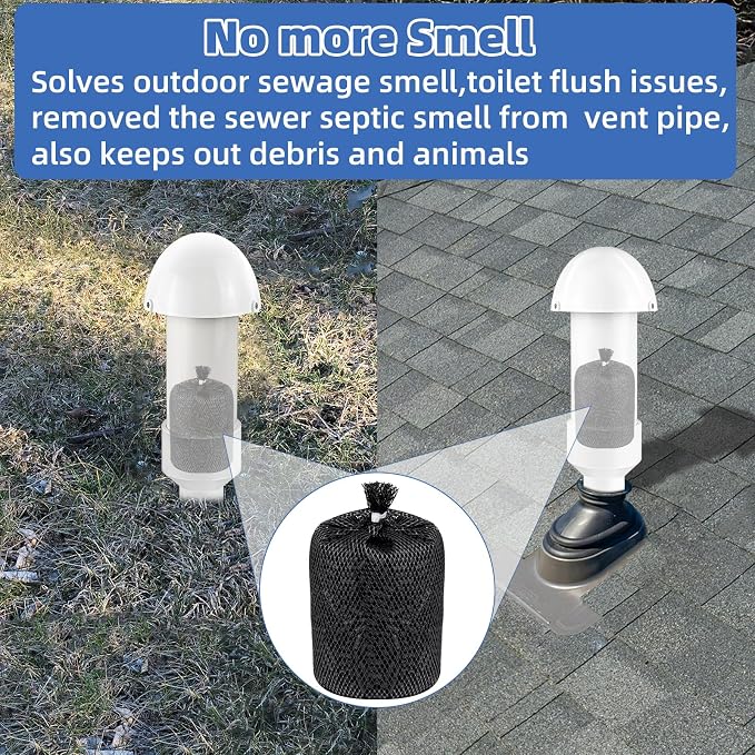 1.5 Inch Vent Stack Pipe Filter, Septic Tank Filter Vent Sewer Vents Cap - Image 6