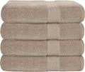 GLAMBURG Premium Cotton 4 Pack Bath Towel Set - 100% Pure Cotton - 4 Bath Towels 27x54 - Ideal for Everyday use - Ultra Soft & Highly Absorbent - Tan