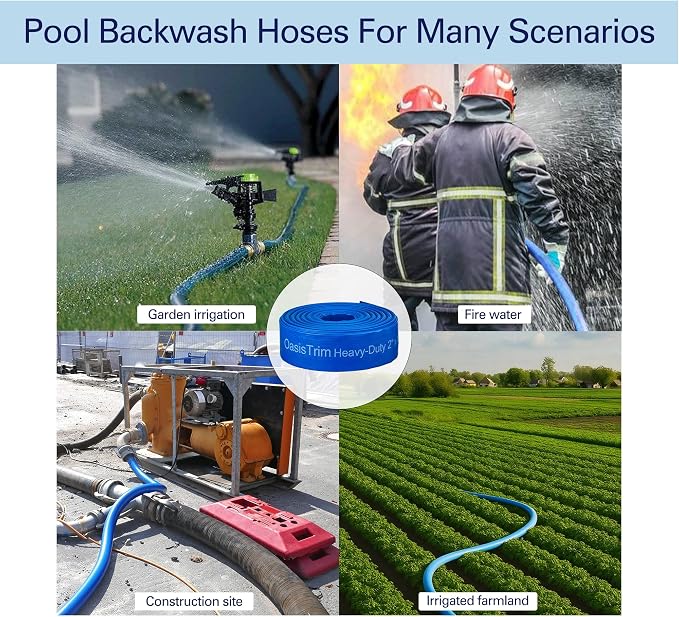 2" x 50FT Pool Backwash Hose, Heavy-Duty Pool Hose, Lay Flat Discharge Hose - Image 6