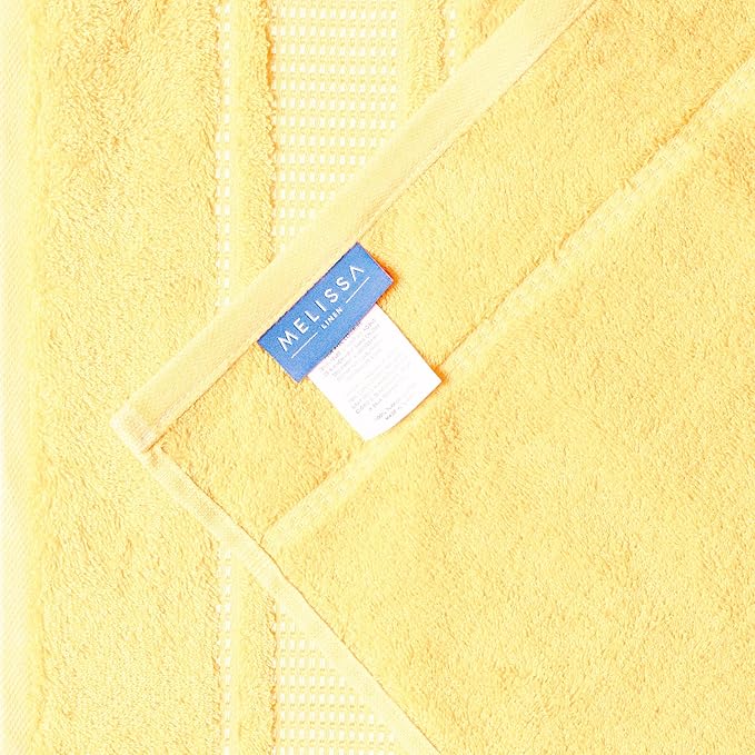 Melissa Linen 2-Piece Turkish Cotton Face & Hand Towels - 20 in x 35 in, Absorbent, Quick Dry, Durable & Soft, Spa & Hotel Quality (Light Yellow)