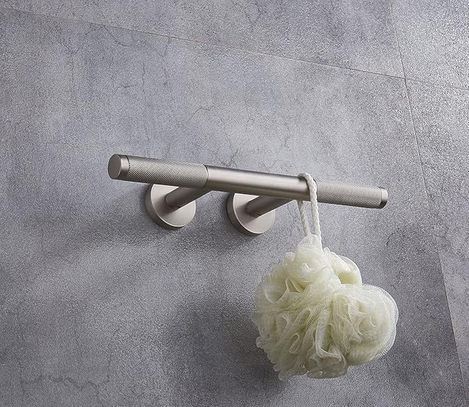 Shower Foot Rest,Brushed Nickel Shower Footrest for Shaving Legs,Knurled Brass Bar Shower Step Foot Ledge for Bathroom/Spa Wall Mount