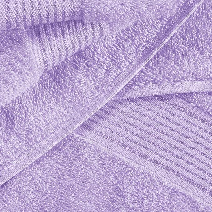 Belizzi Home Ultra Soft 3 Pack Cotton Towel Set, Contains a Bath Towel 28x55 inch, a Hand Towel 16x24 inch & a Wash Coth 12x12 inch, Ideal Everyday use, Compact & Lightweight - Purple