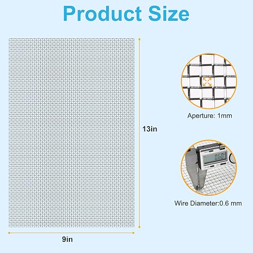 4 Pcs 13x9 20 Mesh 304 Stainless Steel Wire Mesh Sheet, Rustproof Metal Mesh - Image 4