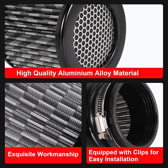 Cold Air Intake Filter High Performance Washable Filter Clamp-On Replacement - Image 5