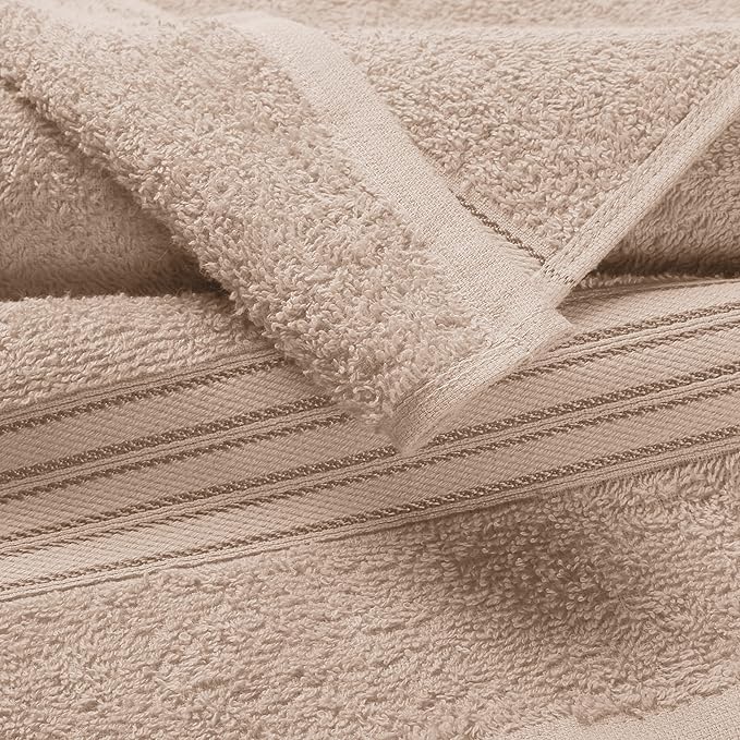 BOUTIQUO Ultra Soft Cotton 6 -Piece Hand Towel Set 16x24 Inch, Ideal for use in Bathroom, Kitchen, Gym, Spa & General Cleaning, Compact & Lightweight Multi Purpose Hand Towels - Tan
