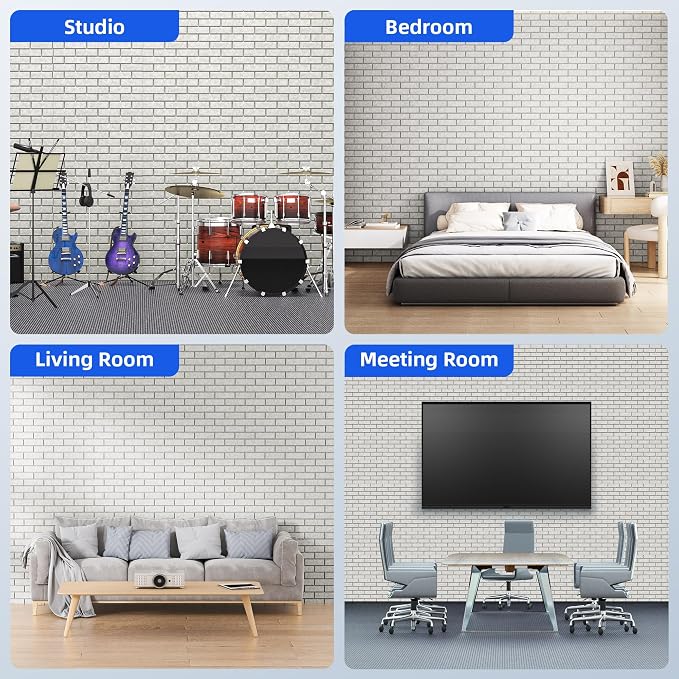 12 Pack Acoustic Panels with Self Adhesive, Soundproof Wall Panels, Brick Sound - Image 5