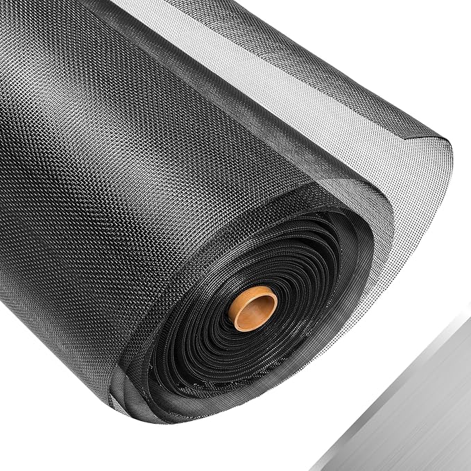 304 Stainless Steel Mesh Window Screen Roll, 35IN x 16FT Black Metal Window by FCSOTSPS