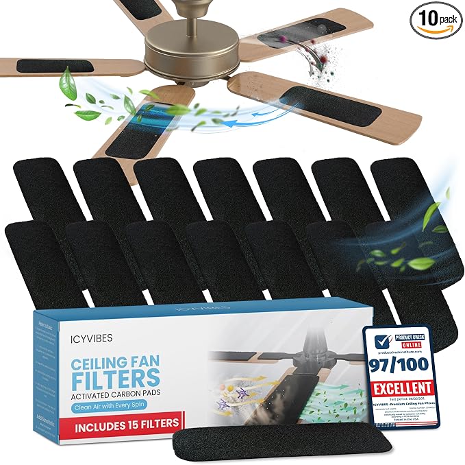 Premium Ceiling Fan Filters for Blades -15 PCS Activated Carbon Air Purifier by Unknown