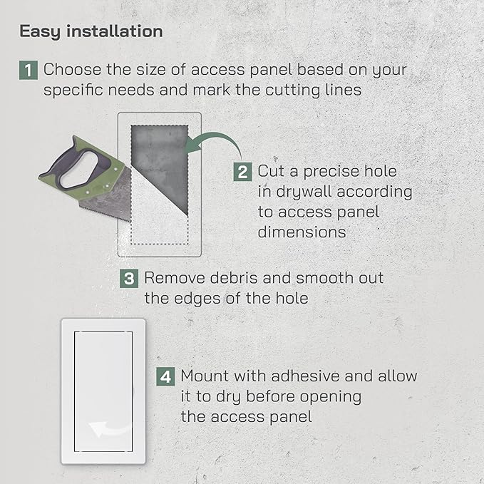 Vent Systems 4x8 Access Panel - Easy Doors ABS Plastic for Drywall, Wall and Ceiling Electrical Plumbing Service Door Cover Exterior Dimensions 5.3x9.3 Inch White 4 x 8/100 200 mm