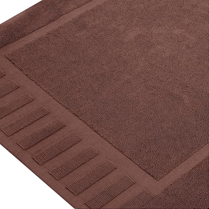 White Classic Luxury Bath Mat Floor Towel Set - Absorbent Cotton Hotel Spa Shower/Bathtub Mats [Not a Bathroom Rug] 22"x34" | 2 Pack | Brown