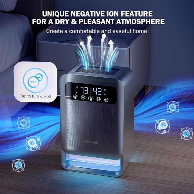 Frizzlife Air Dehumidifier, 135oz Water Tank W/Purifying Function, Quiet Small - Image 4