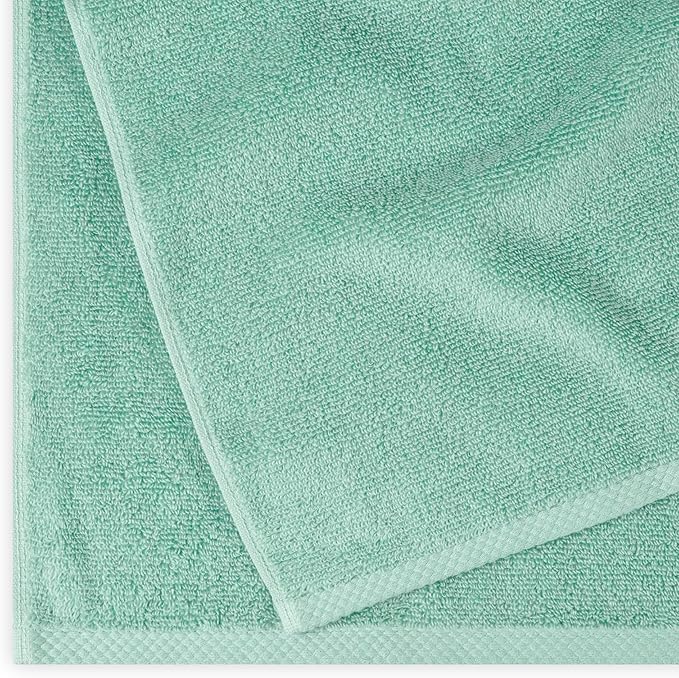 Amazon Basics 100% Cotton Quick-Dry Lightweight Moisture Absorbing Bath Towel, 2 Count, Seafoam Green, 54" x 30" (Pack of 12)