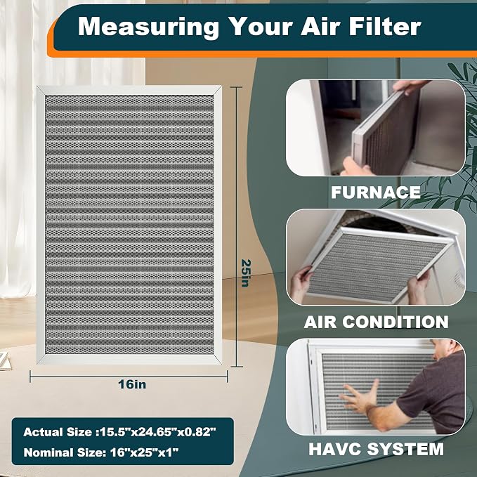 16x25x1 Reusable Air Filter, MERV 8, Permanent Electrostatic Air Filter - Image 3