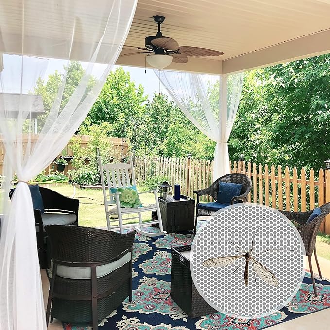 RYB HOME 2 Panels Porch Screen Mesh Outdoor Curtains Lightweight Mosquito by RYBHOME
