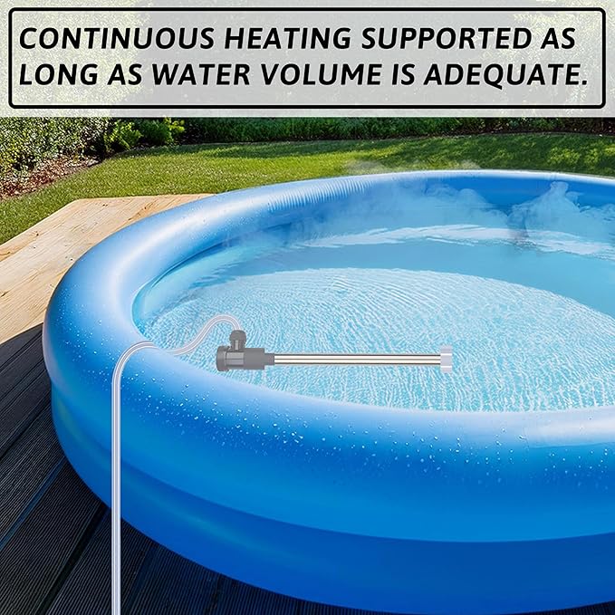 3000W 240V Immersion Water Heater Bathtub & Pool Portable Electric Submersible Water Heater with Temp Control for spa tub, Baptistry, Bathtubs, inflatable pool, above ground pool & Hot Tub