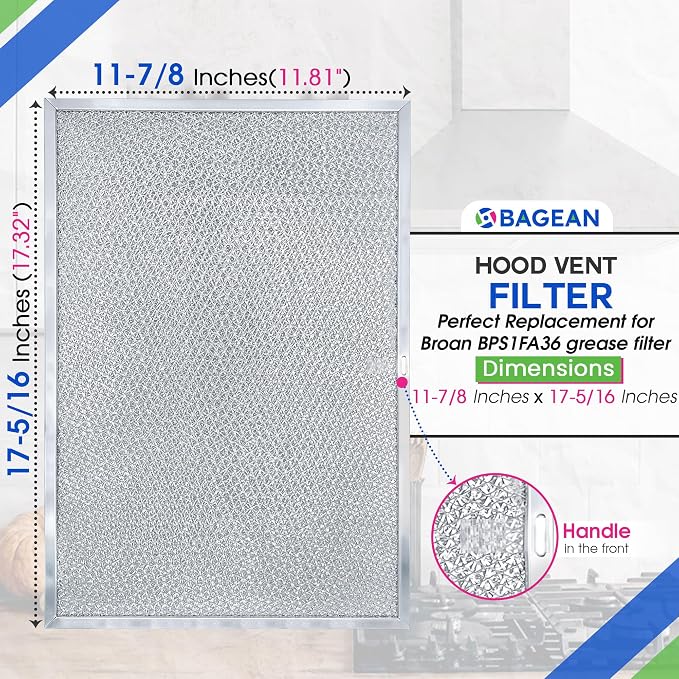 Bagean Stove Hood Vent Filter 11.81"x17.32" BPS1FA36 Compatible - Image 3