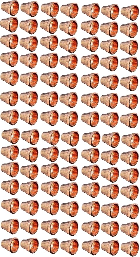 EZ-FLUID Plumbing (100-Pcs) 1/2" C X FIP LF Copper Female Adapter Pressure Copper Fittings,Sweat Solder Connection for Residential,Commercial Pipe.