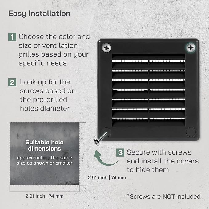 Vent Systems 4'' x 4'' Inch Black Soffit Vent Cover - Image 4