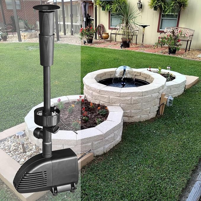 Pond Filter with Pump Fountain Kits, Submersible Pump Pond Fountain Koi Pond by COODIA