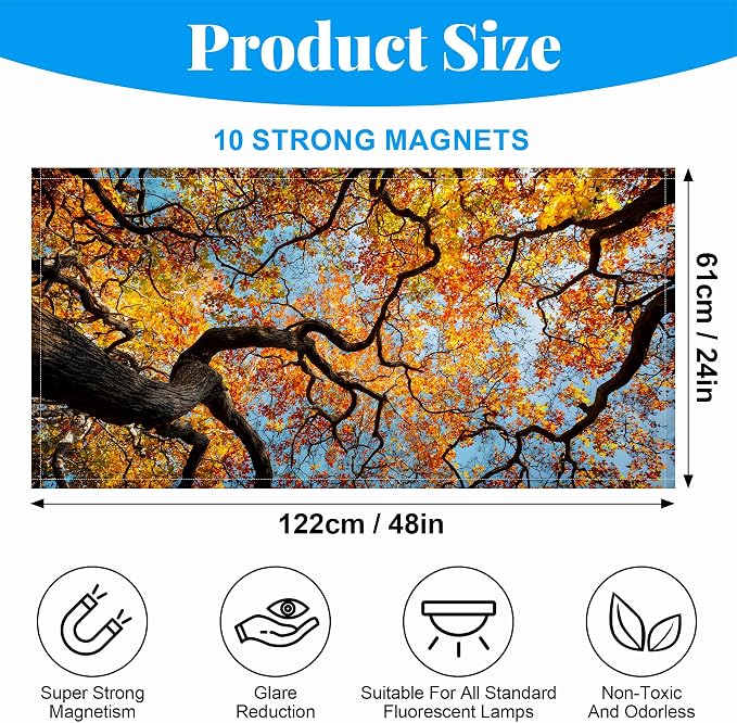2 Pack Fluorescent Light Covers- 4 x 2 Feet Magnetic Ceiling Light Cover Room - Image 2