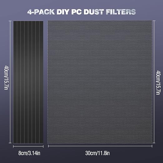 MoKo 400x300mm DIY PC Case Dust Mesh Filter, PVC Dustproof Magnetic Dust Filter - Image 4