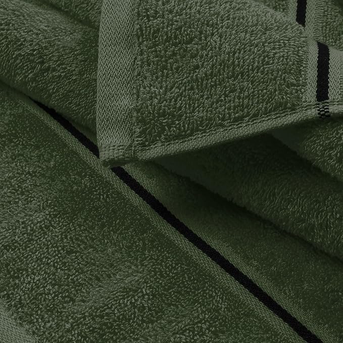 MyOwn Ultra Soft 3 Pack Cotton Towel Set, Contains a Bath Towel 28x55 inch, a Hand Towel 16x24 inch & Wash Coth 12x12 inch, Ideal Everyday use, Compact & Lightweight - Olive Green