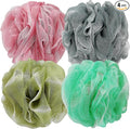 Bath Shower Loofah Sponge 60g Bath Mesh Pouf Shower Ball Body Scrubber Exfoliating Bath Sponge for Women and Men, Set of 4, Gold and Grey
