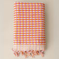 Pom Pom Turkish Bath and Beach Towels - Thick, Soft, Luxurious 100% Turkish Organic Cotton Bubble Weave Towels (Orange, 35 x 67 Bath Size)