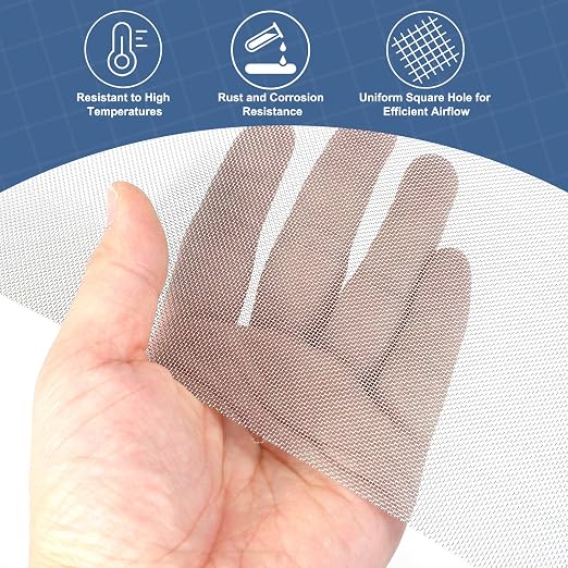 uxcell 30 Mesh 39" x 12" Woven Wire Mesh, 304 Stainless Steel Air Vent Filter - Image 5