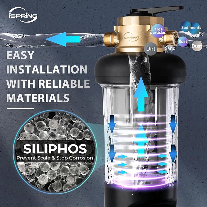 iSpring WSP100SL-ARJ-BP, NSF Certified, Whole House Spin Down Sediment Water - Image 8