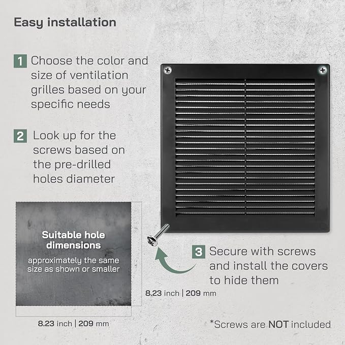 Vent Systems 8" x 8" Black Plastic Soffit Vent Cover - Image 4