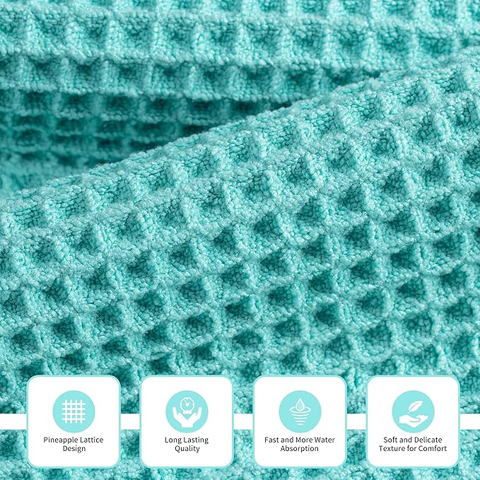 New Microfiber Waffle Bath Towels, 3 Pieces, Oversized, Soft, Absorbent, Fast Drying, Lint Free, Includes Bath, Face and Hand Towels
