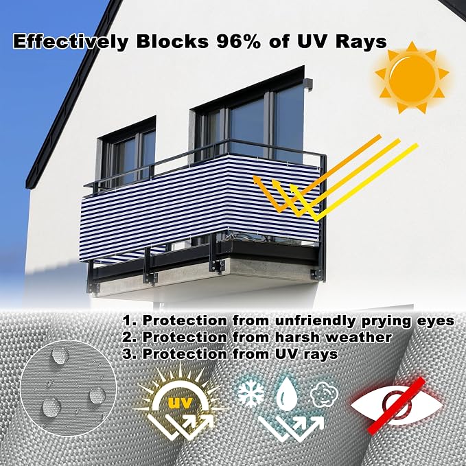 Privacy Screen 2.6' x 23' UV Protection Weather Resistant Waterproof Garden - Image 4