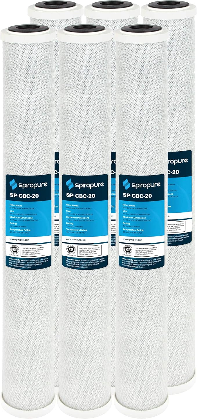 SpiroPure SP-CBC-20 20x2.5 1 Micron NSF Certified Coconut Shell Carbon Block by SpiroPure