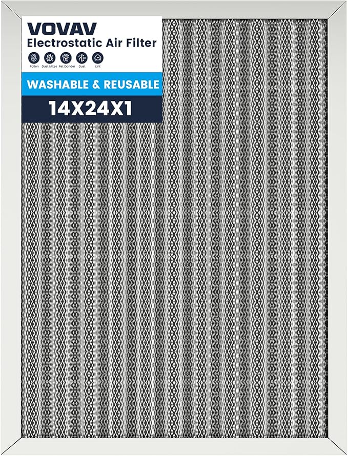 14x24x1 Air Filter-MERV 8, Washable & Reusable Electrostatic Air Filter by VOVAV