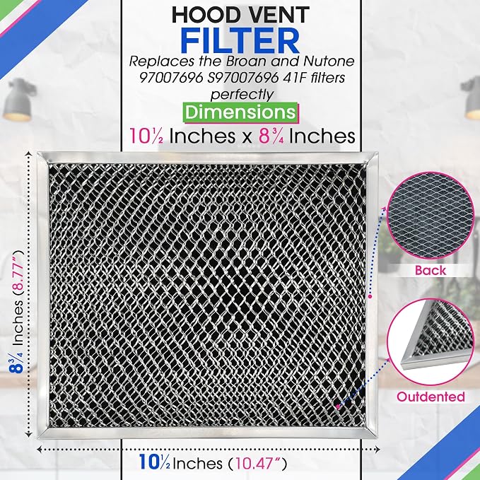 Stove Hood Vent Filter 10.5" x 8.8" 41F 97007696 Fit's Nutone & Broan Range - Image 3