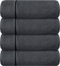 MyOwn Ultra Soft 4 Pack Oversized Bath Towel Set 27x54 inches, 100% Cotton Bath Towels, Highly Absorbant Compact Quickdry & Lightweight Towel, Ideal for Gym Travel Camp Pool - Charcoal Grey