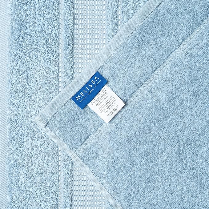 Melissa Linen Hand Towels Set of 2, 100% Turkish Cotton Towels, Blue Hand Towels for Bathroom, 20 in x 35 in, Absorbent, Quick Dry, Durable and Soft, Spa and Hotel Quality, Ocean Blue