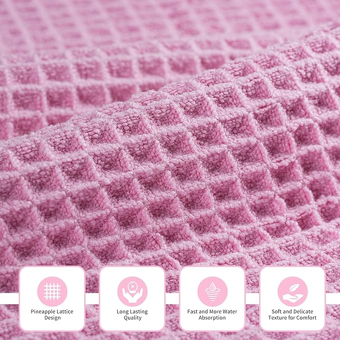 New Microfiber Waffle Bath Towels, 3 Pieces, Oversized, Soft, Absorbent, Fast Drying, Lint Free, Includes Bath, Face and Hand Towels