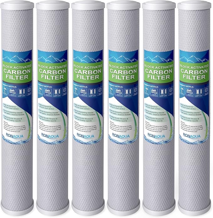Standard Whole House Coconut Shell Carbon Block 5 Micron Water Filter 20” x by Ronaqua