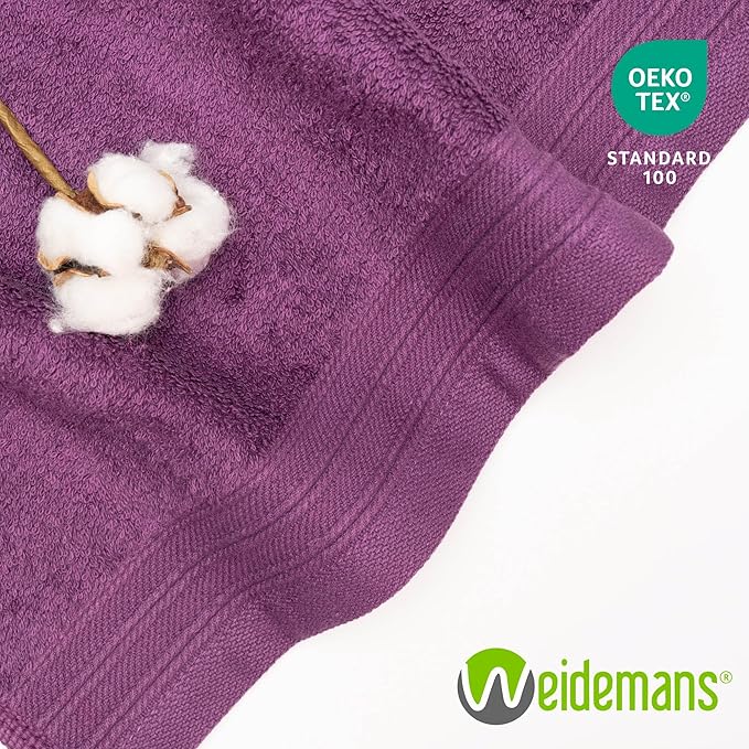 100% Cotton Washcloths Set 13” x 13” | Plum Towels | Set of 6 Ultra Soft and Highly Absorbent Washcloths Sets for Bathroom, Gym, Spa | Machine Washable Face Towel