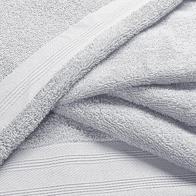 Ultra Soft 3 Pack Cotton Towel Set, Contains a Bath Towels 28x55 inch, a Hand Towels 16x24 inch & a Wash Coths 12x12 inch, Ideal Everyday use, Compact & Lightweight - Light Grey