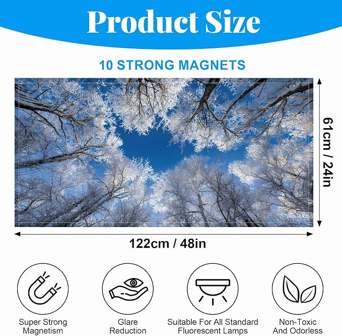 2 Pack Fluorescent Light Covers- 4 x 2 Feet Magnetic Ceiling Light Cover Room - Image 2