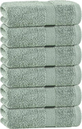 White Classic Green Hand Towels for Bathroom [6 Pack] Cotton Hand Towel Bulk for Gym, Kitchen and Spa, 16x27 Inches Soft Highly Absorbent Quick Dry Terry Salon Towels