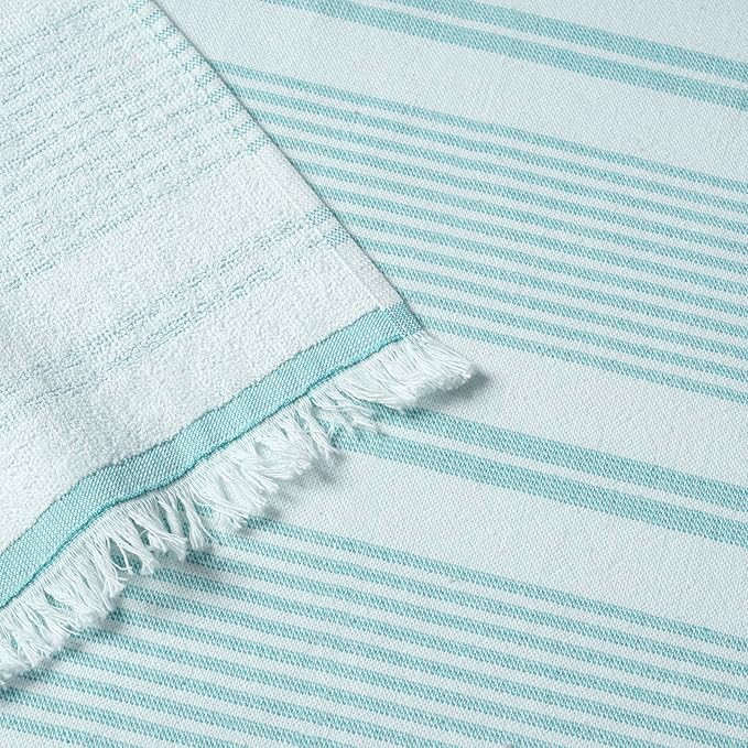 Maisonette Turkish Beach & Bath Towels - 2 Pack (36"x71"), Quick-Dry Cotton Peshtemal for Bath, Beach, Travel, Absorbent, Lightweight, Bathroom, Hammam, and Spa Towels with Eyelash Fringe, Green
