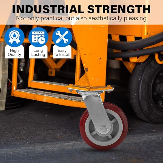 6 Inch Heavy Duty Casters Set of 4, Lockable Plate Caster Wheels - Image 6