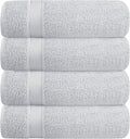BELZZI Home Ultra Soft 4 Pack Oversized Bath Towel Set 27x54, Cotton Compact Bath Towels, Highly Absorbant Eco-Friendly Quickdry & Lightweight Towel, Ideal for Gym Travel Camp Pool - Light Grey