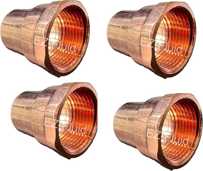 (4-Pk) EZ-FLUID 1" C X FIP LF Copper Female Adapter Pressure Copper Fittings,Sweat Solder Connection for Residential,Commercial Plumbing Pipe.